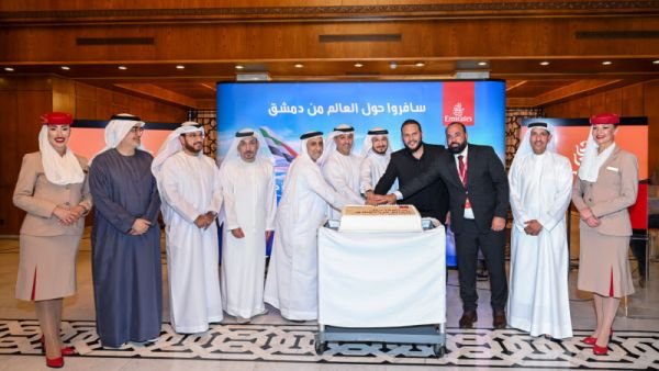 حفل استقبال طيران الإمارات في مطار دمشق