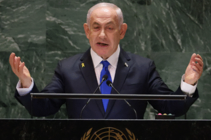 What is the Palestine plan during Netanyahu's speech at the United Nations?