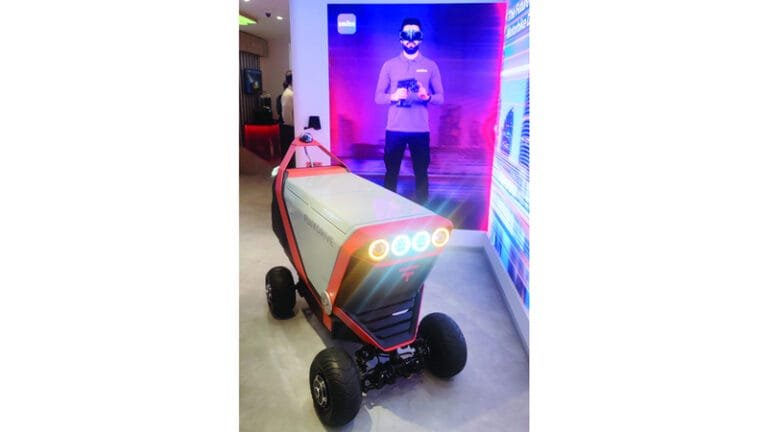 A smart drone manufactured by the UAE to deliver food and grocery orders in Dubai
