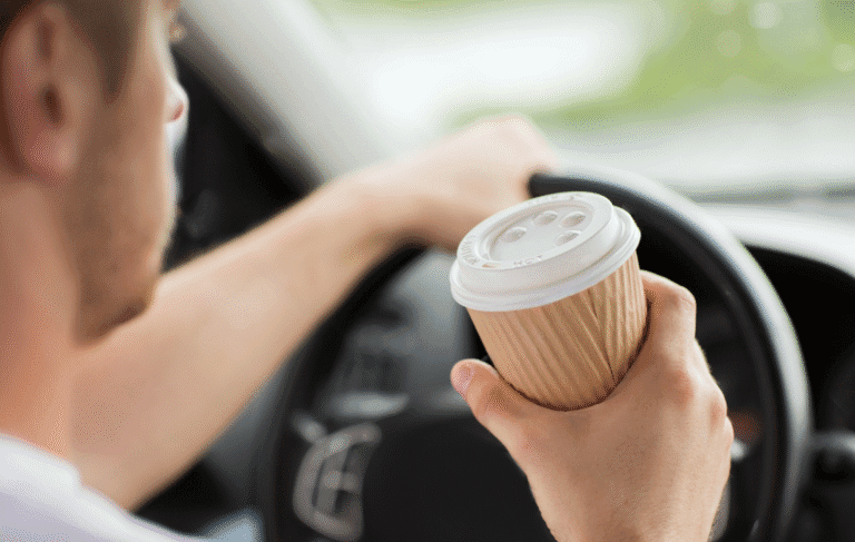 Drinking coffee while driving