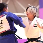 Player Bashirat Khroudi wins the UAE's first gold medal at the Islamic Solidarity Games in Riyadh in the judo competition