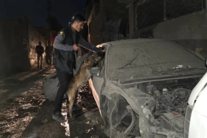 An explosion in the Mezzeh district of Damascus