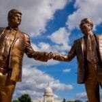 Washington Trump and Jeffrey statue