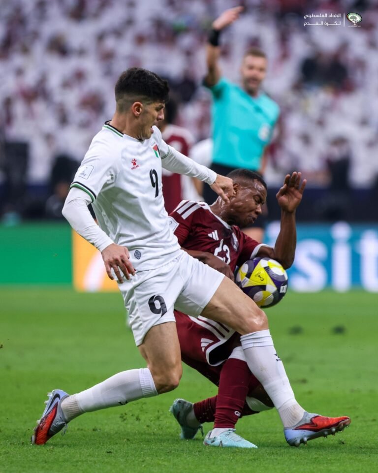 On Qatari soil, the Palestinian national team defeats Qatar in the 2025 Arab Cup.