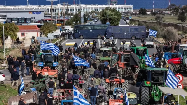 Unprecedented protests: Greek farmers and fishermen paralyze the port of Volos, blockading it by land and sea to demand government support.