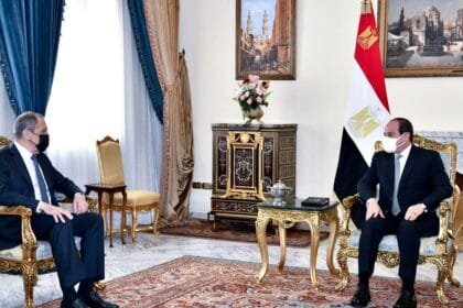 President Sisi receives the Russian Foreign Minister during the Russia-Africa Forum
