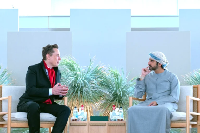 Hamdan bin Mohammed and Elon Musk in Dubai