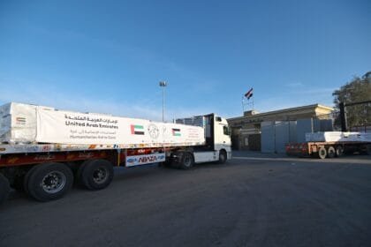 Via "The Gentleman Knight 3".. 30 tons of therapeutic and preventive supplements from Saqr Al Qasimi Foundation arrive in Gaza