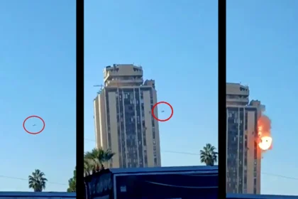 استهداف مبنى محافظة حلب بطائرة مسيرة أثناء مؤتمر صحفي