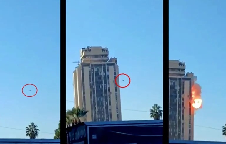 استهداف مبنى محافظة حلب بطائرة مسيرة أثناء مؤتمر صحفي