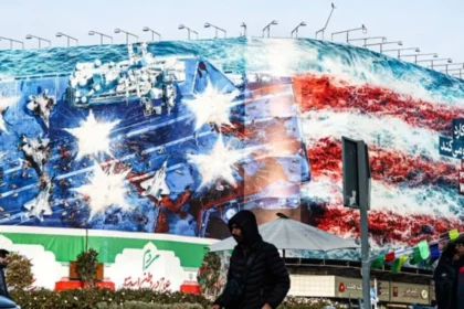 A flag painted red and blood – a mural in Tehran threatens Trump and warns America of a “storm” of revenge