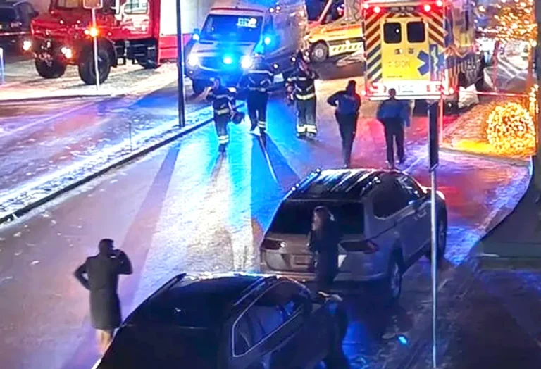 Chaos and panic at a Swiss ski resort after a sudden explosion during New Year's celebrations