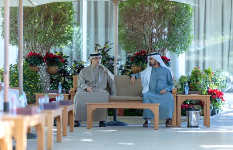 محمد بن راشد ومنصور بن زايد يتبادلان التهاني بالعام الجديد ويستعرضان آفاق التنمية