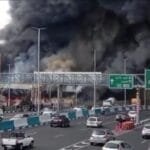 A massive fire engulfs "Jannat Bazaar" west of Tehran, and firefighting teams are racing against time to extinguish it.