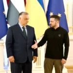 رئيس الوزراء المجري فيكتور أوربان مع رئيس أوكرانيا زيلينسكي