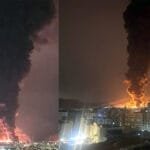 اشتعال النيران في خزانات الوقود الحيوية التي تعرضت لضربات إسرائيلية