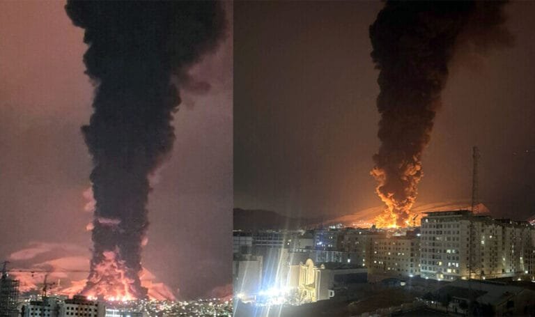 اشتعال النيران في خزانات الوقود الحيوية التي تعرضت لضربات إسرائيلية