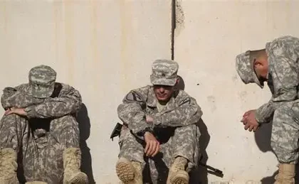 Tired American soldiers