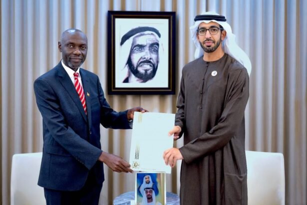 Shakhbut bin Nahyan received it. The President of the UAE receives a written message from the President of Uganda