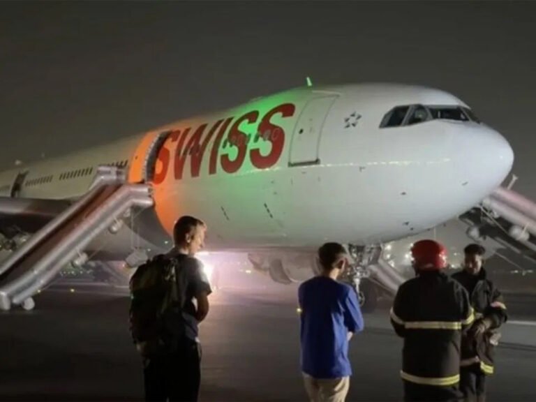 Four passengers injured in emergency evacuation of Swiss plane at Delhi airport after engine failure