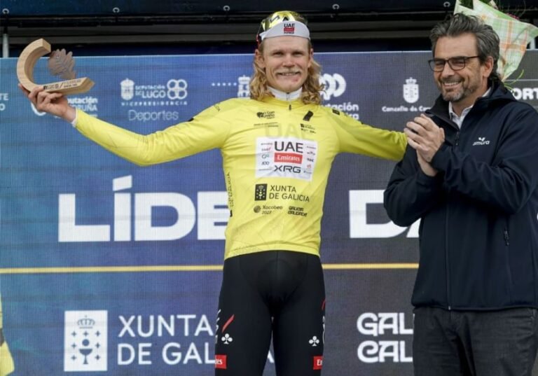 Spain.. "Emirates Cycling" leads the first stage of the "O Gran Caminho" tour