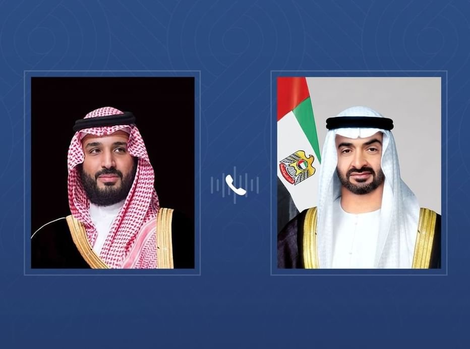 أدان خلاله الاعتداءات الإيرانية.. رئيس الإمارات يتلقى اتصالاً هاتفياً من ولي عهد السعودية
