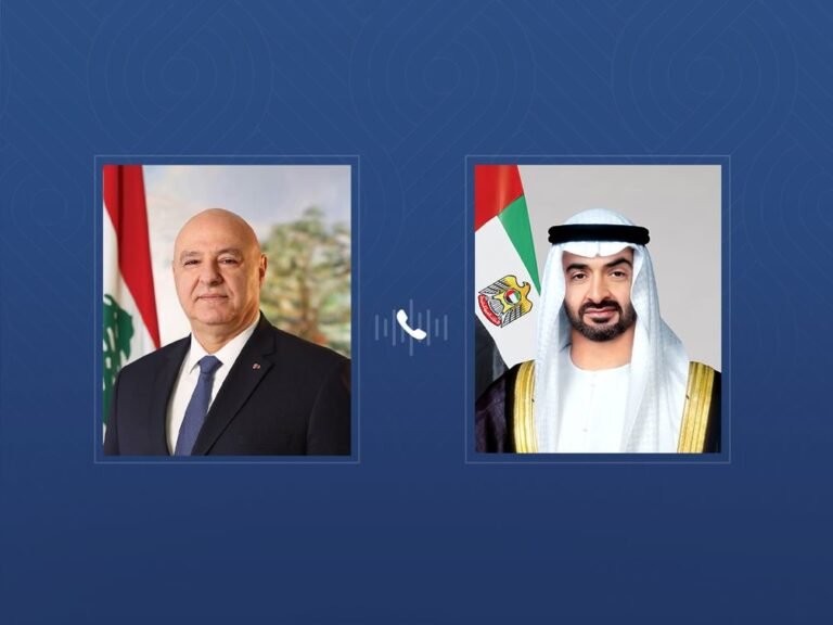 He affirmed Lebanon's solidarity with the UAE.. The President of the UAE receives a phone call from the Lebanese President