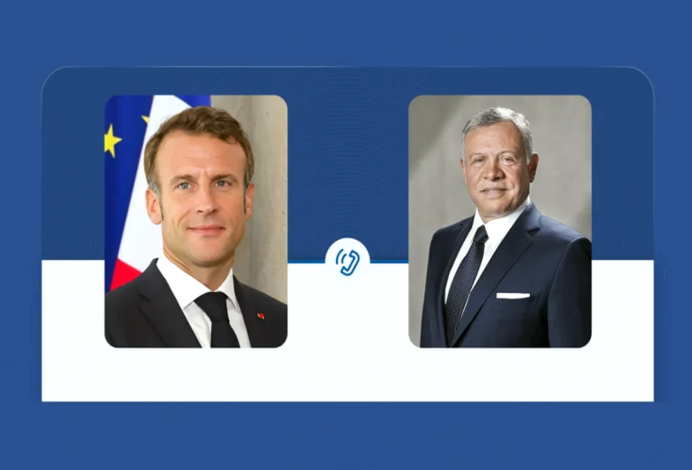 The Jordanian monarch and the French president discuss consolidating the ceasefire between Washington and Tehran