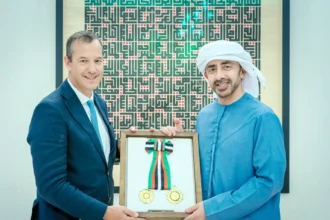 The President of the UAE awards the UK Ambassador the Order of Independence, First Class
