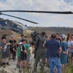 An American Apache helicopter made an emergency landing in a rice field in South Korea