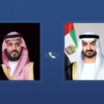 أدان خلاله الاعتداءات الإيرانية.. رئيس الإمارات يتلقى اتصالاً هاتفياً من ولي عهد السعودية
