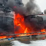 Fire hits Russian oil refinery after drone attack in Krasnodar