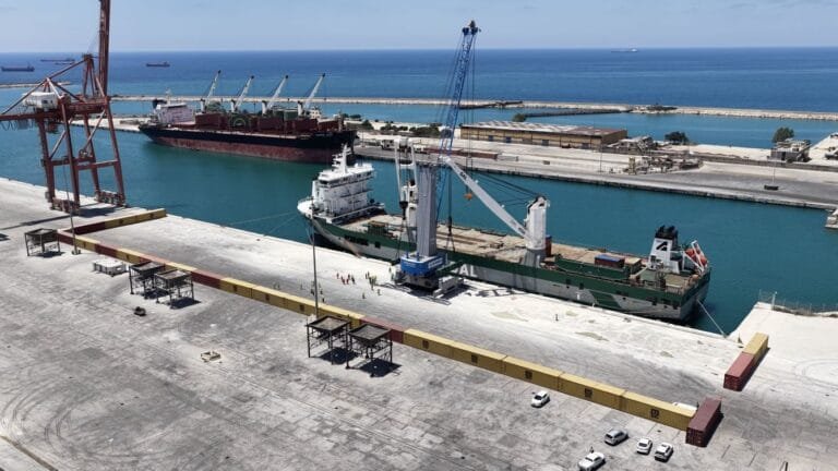 Under the franchise agreement.. DB World receives the first crane to develop Tartous Port