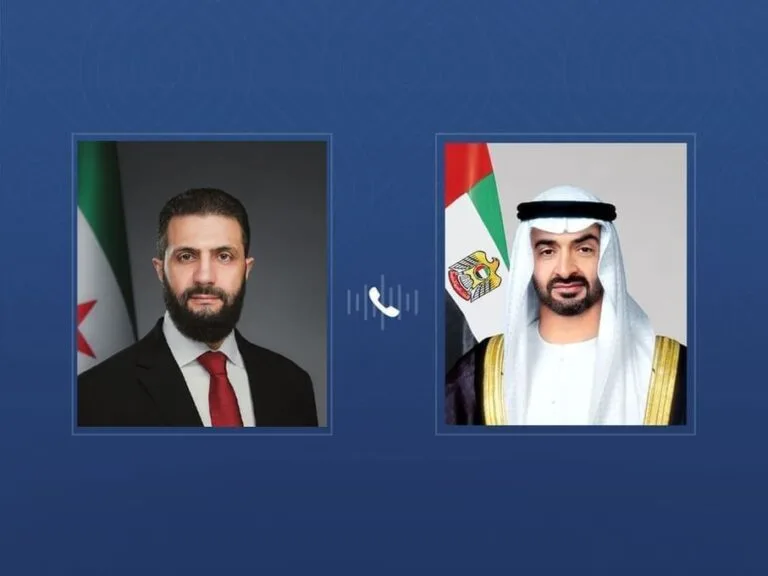 During a phone call.. The President of the UAE and the Syrian President discuss cooperation relations and regional developments