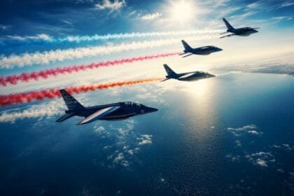 A French air show graces the skies of New York to celebrate 250 years of US independence