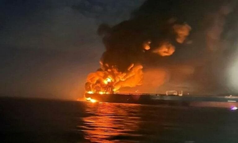 Breaking | Oil tanker explodes in the Strait of Hormuz after hitting a sea mine