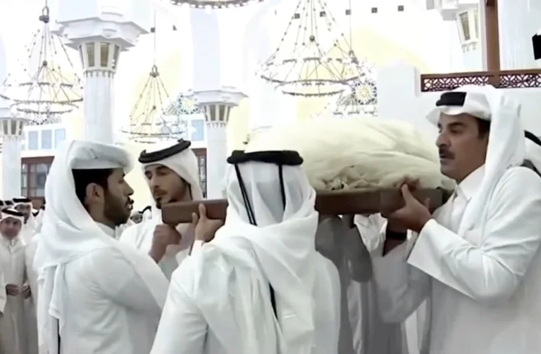 Funeral procession of the Father Emir Sheikh Hamad bin Khalifa Al Thani in the presence of the Emir of Qatar