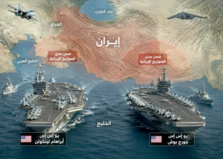 Two American aircraft carriers approach the Iranian coast amid escalating regional tension