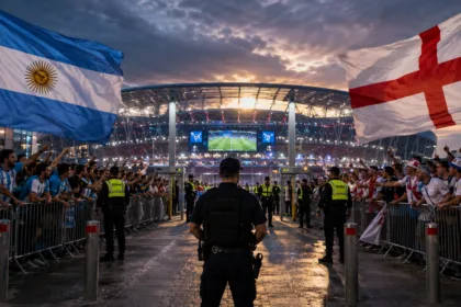 Tight security measures precede the Argentina-England match due to the sensitivity of the historical dispute over the Malvinas/Falkland Islands