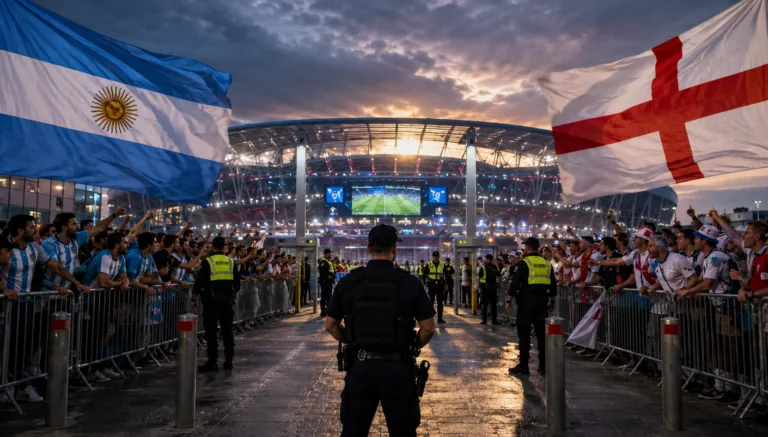 Tight security measures precede the Argentina-England match due to the sensitivity of the historical dispute over the Malvinas/Falkland Islands