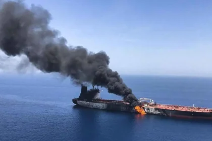 A drone attack targeted an oil tanker in the Strait of Hormuz amid Iranian blockade tensions