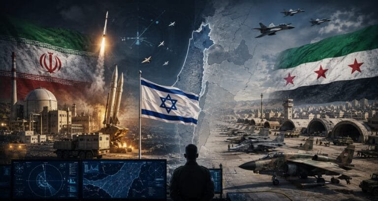 Between Iran's nuclear program and Syria's rearmament, how does Israel interpret the situation?