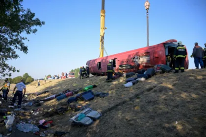 Twelve people were killed and dozens injured when a Polish tourist bus overturned in Hungary