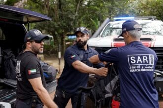 To help those affected.. The UAE search and rescue team continues its tasks in the Raswa area in Nepal