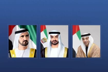 The President of the UAE and his two deputies congratulate the President of Vietnam on his country's National Day